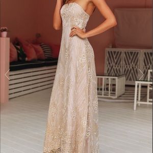 Crowd Control Maxi Dress Champagne Hello Molly